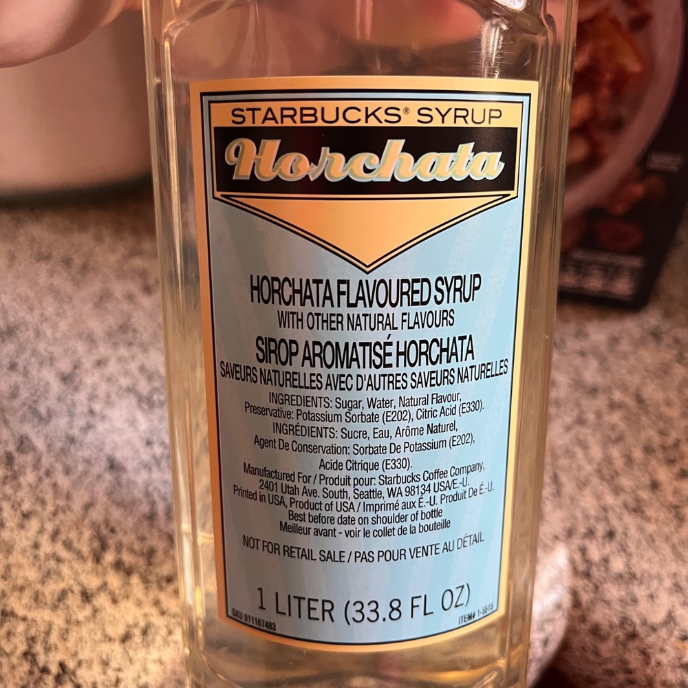 Starbucks Horchata Syrup with Blue Label